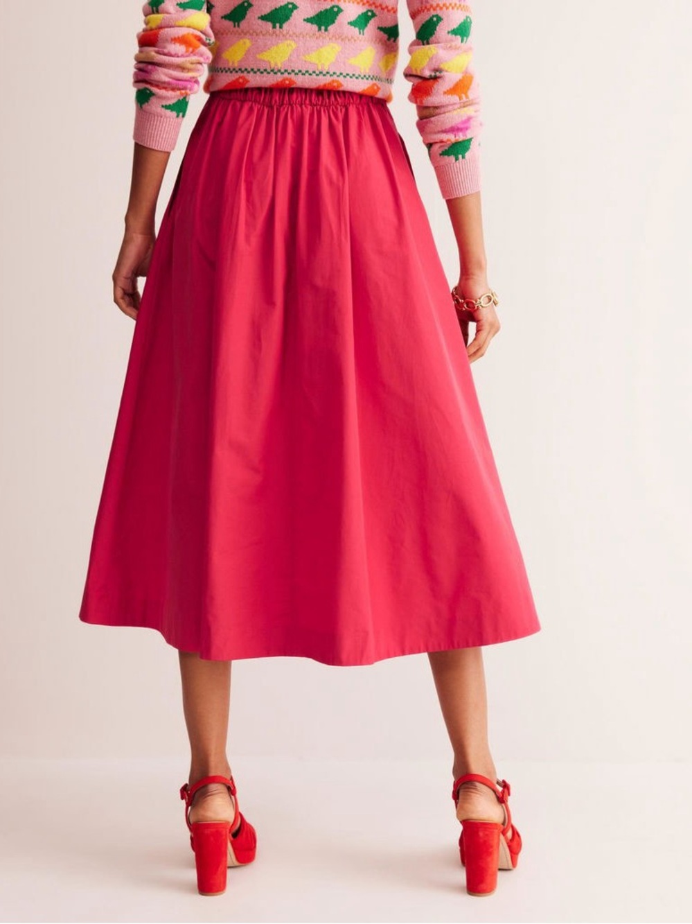 Boden Isabella Taffeta Midi Skirt in Cherry Jam Size 6 NWT - Picture 3 of 11